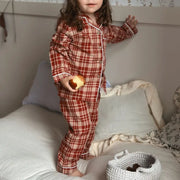 子供 ルームウェア セット 長袖 春夏秋 肌着 ベビー キッズ 男の子 女の子 パジャマ 肌に優しい ID4025 レッド / 80cm