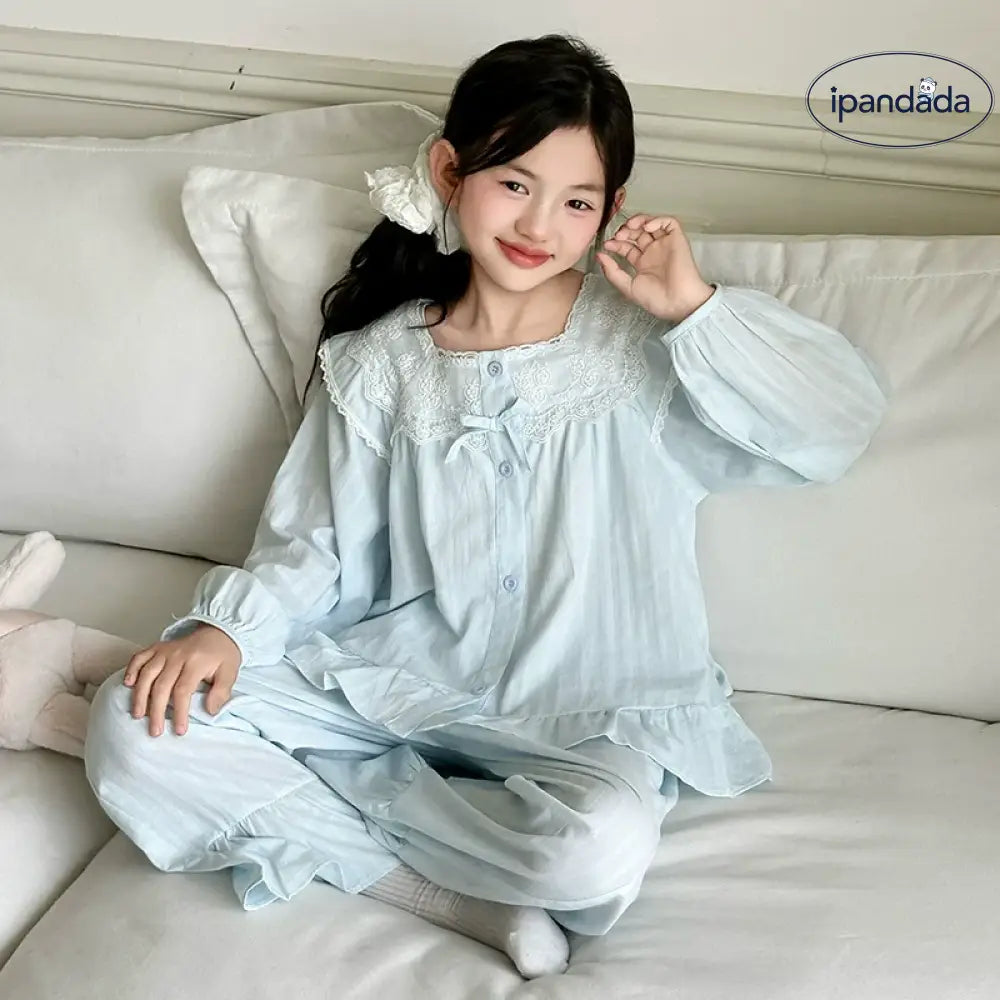 子供用 パジャマ ピュアコットン 大女の子 部屋着 春秋用 おしゃれ キッズ プリンセススタイル セット 全棉 ID2304