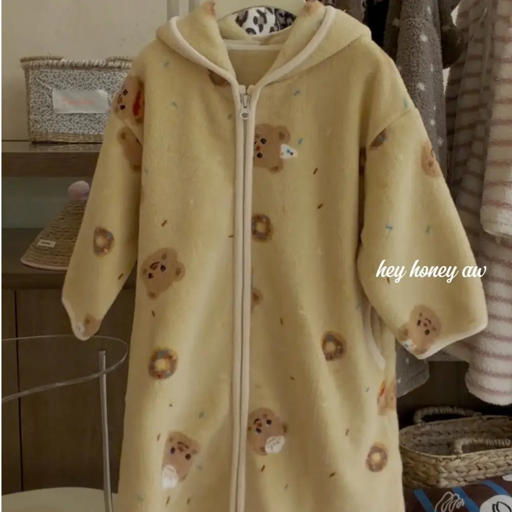 子供用 フリース 新作 バスローブ 親子 ソフトなフード付き パジャマ ID3087 タイプ③ / 90cm