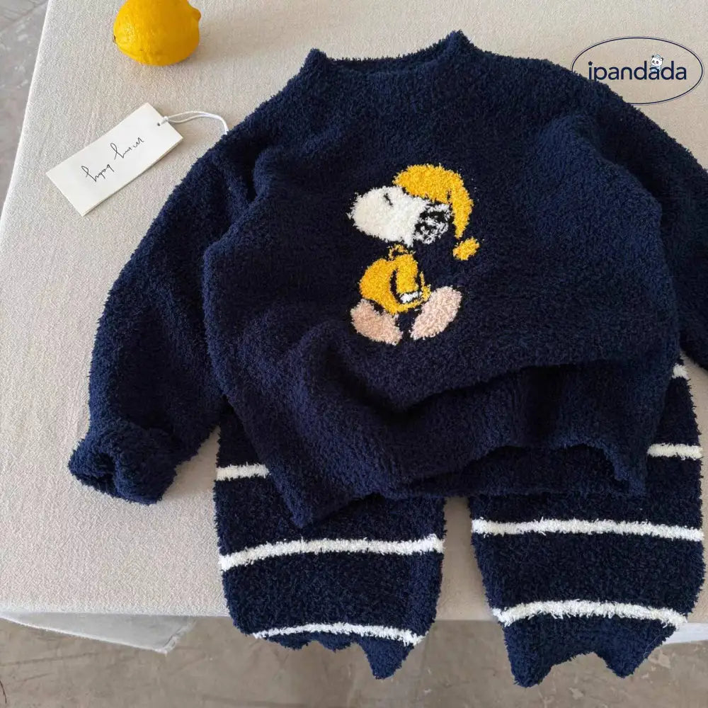 子供 ホームウェア 2025 冬 キャラクター 厚手 保温 パジャマ ベビー ポーラーフリース セットアップ 暖かい 柔らかい 快適 おしゃれ ルームウェア 自宅用 リラックス 着心地 ナチュラル ファミリー ID3188 ベビー＆キッズ