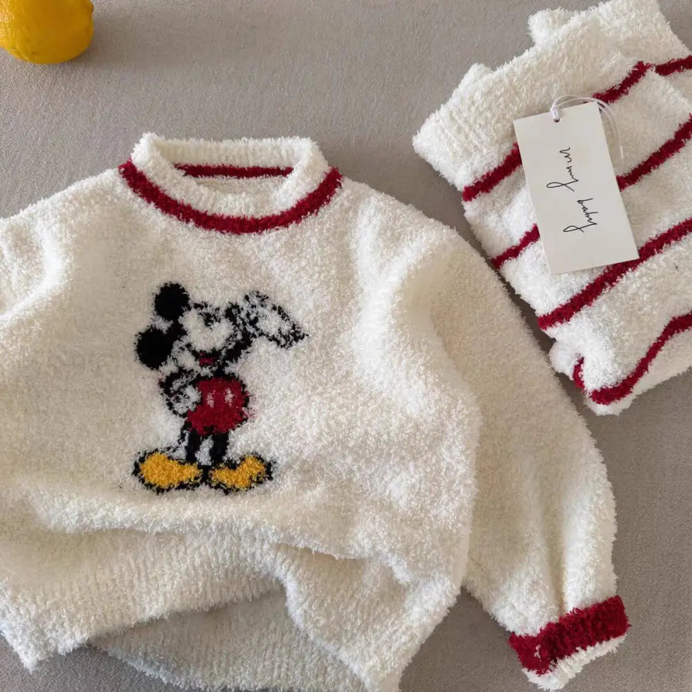 子供 ホームウェア 2025 冬 キャラクター 厚手 保温 パジャマ ベビー ポーラーフリース セットアップ 暖かい 柔らかい 快適 おしゃれ ルームウェア 自宅用 リラックス 着心地 ナチュラル ファミリー ID3188 ベージュ
