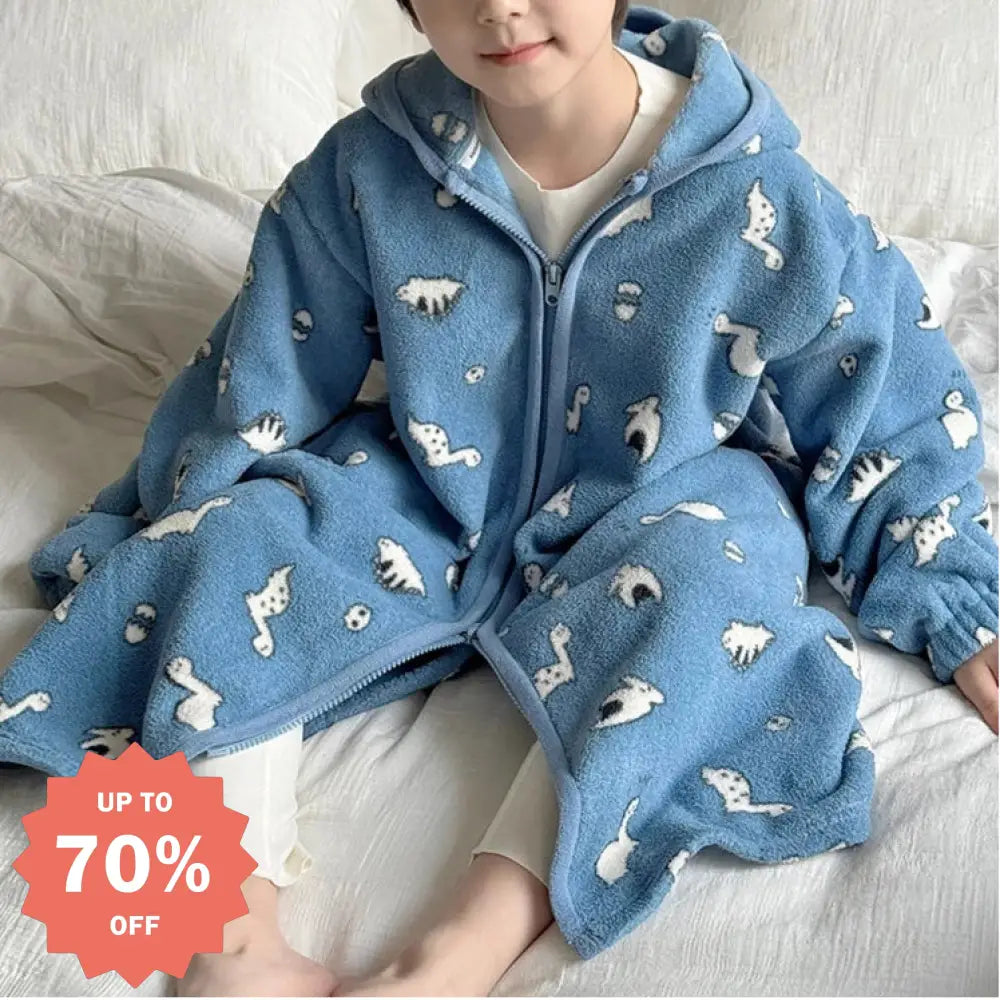 子供用 かわいい 保温 フリース コーラルフリース バスローブ 男女児 冬用 ダブルフリース フード付き ルームウェア ID3289