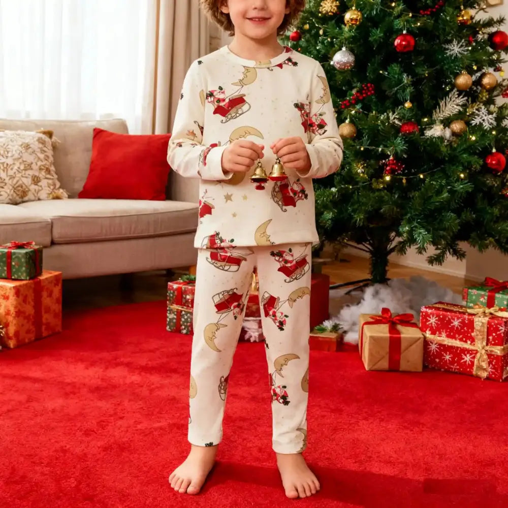 子供用 綿 クリスマス 女の子 ルームウェア 男の子 秋用 長袖シャツ＆パンツセット ベビー パジャマ 子供服 ID3082 写真通り / 80cm