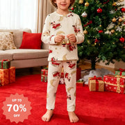 子供用 綿 クリスマス 女の子 ルームウェア 男の子 秋用 長袖シャツ＆パンツセット ベビー パジャマ 子供服 ID3082 写真通り / 80cm