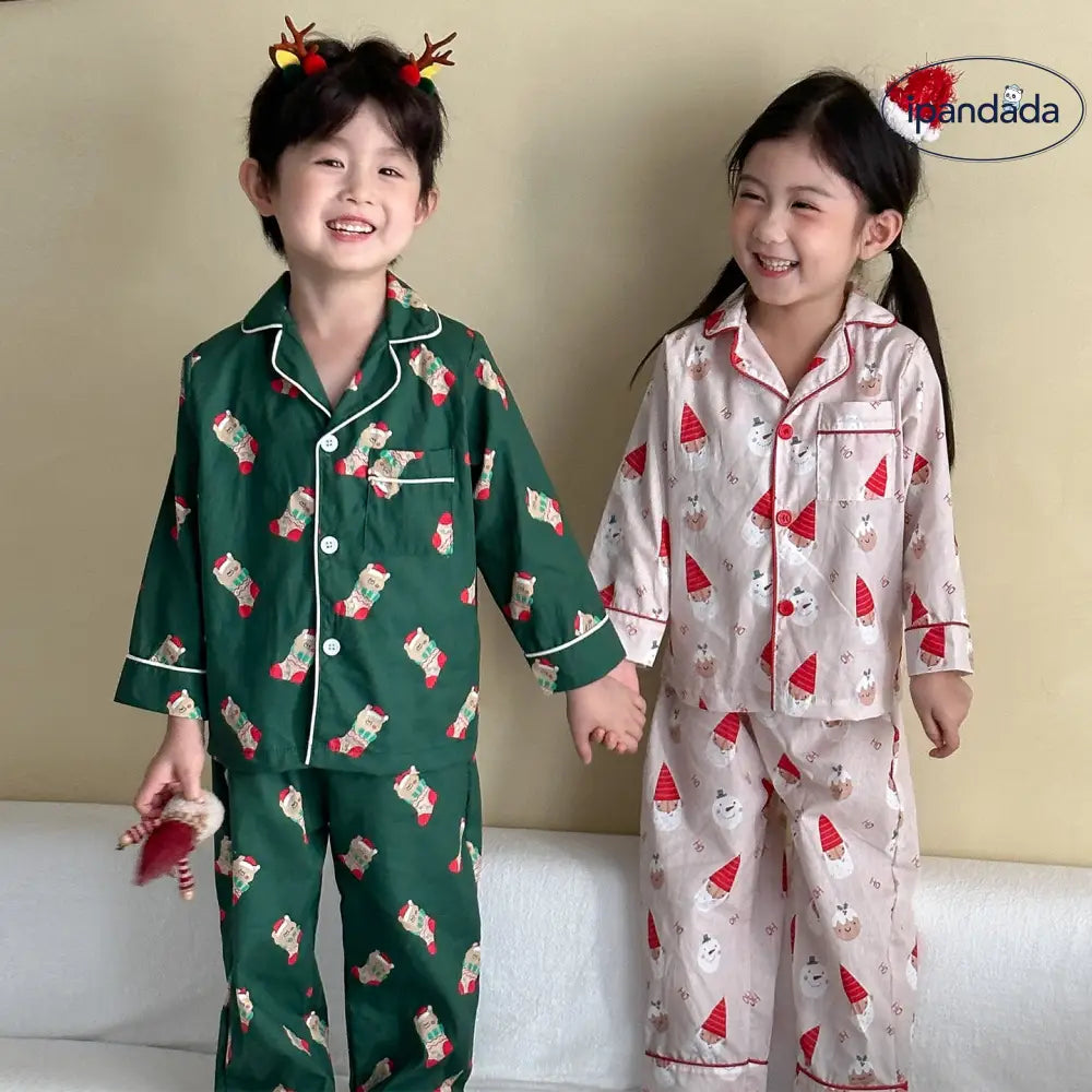 子供用 パジャマ ベビー クリスマス 綿 伸縮性 春秋用 長袖 ルームウェア セット 男女兼用 ID3081