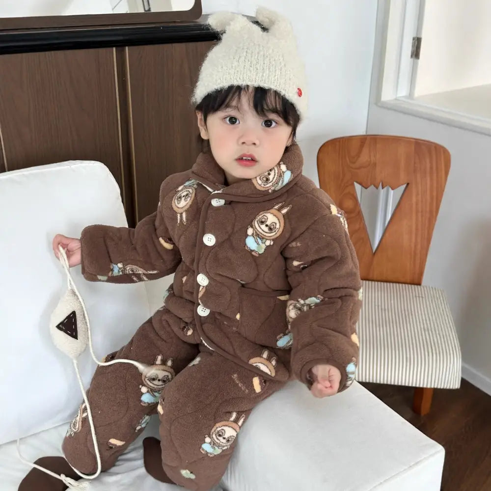 子供用 パジャマ 裏起毛 厚手 ベビー ソフト フワフワ ルームウェア 男の子 女の子 パジャマ セットアップ ID3437 タイプ① / 90cm