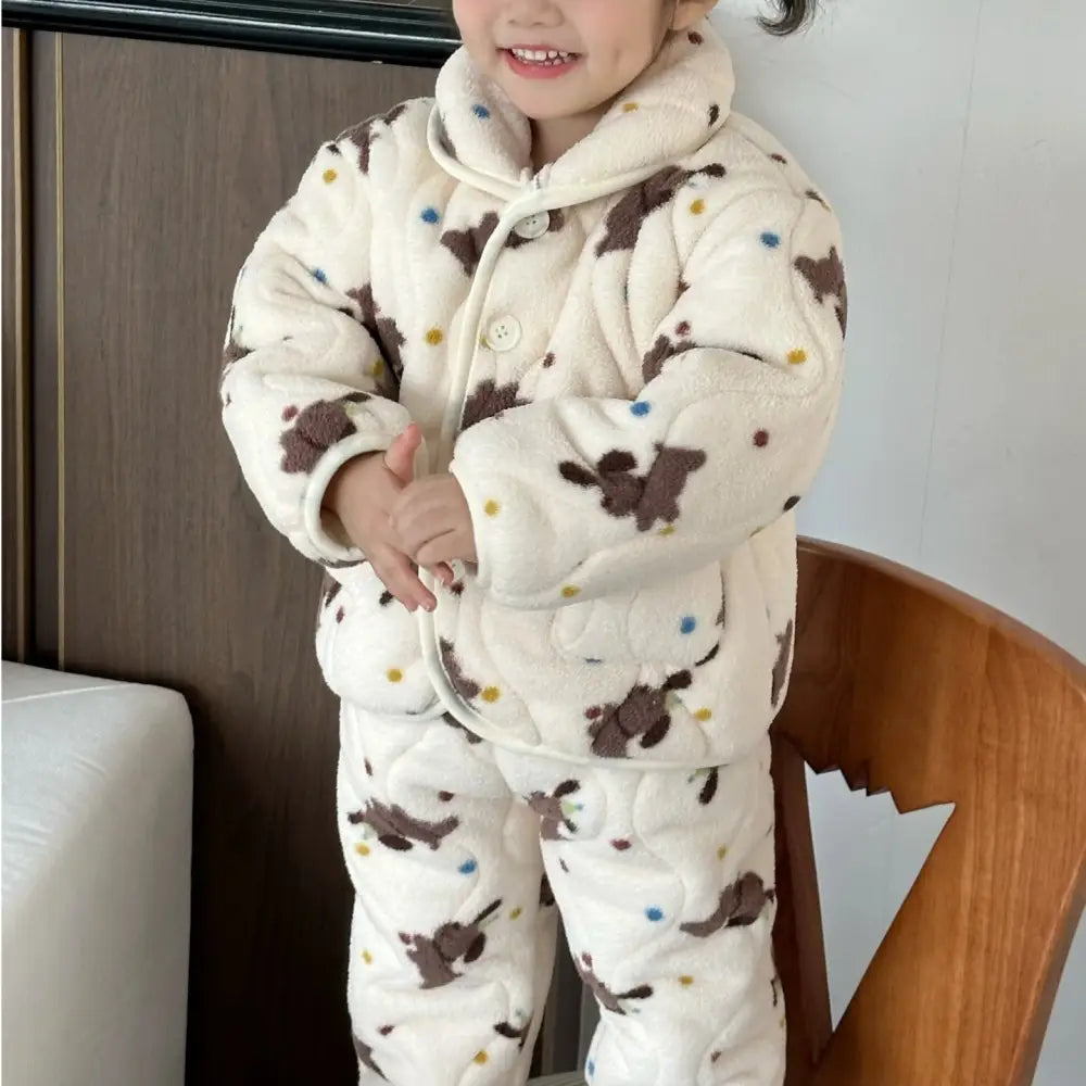 子供用 パジャマ 裏起毛 厚手 ベビー ソフト フワフワ ルームウェア 男の子 女の子 パジャマ セットアップ ID3437 タイプ③ / 90cm