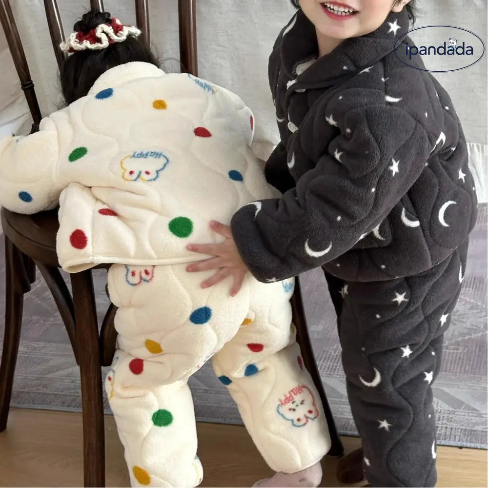 子供用 パジャマ 裏起毛 厚手 ベビー ソフト フワフワ ルームウェア 男の子 女の子 パジャマ セットアップ ID3437