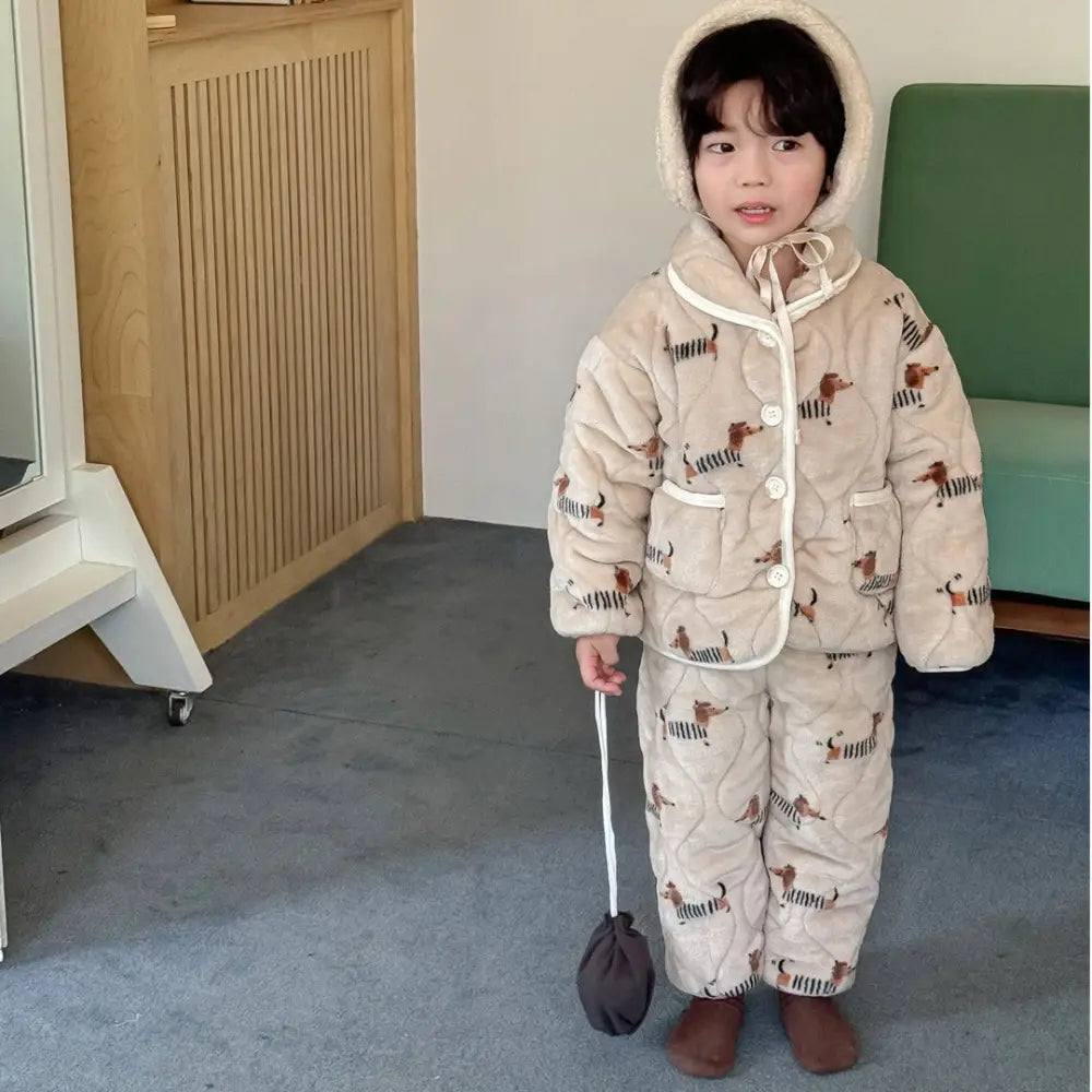 子供用 パジャマ 裏起毛 厚手 ベビー ソフト フワフワ ルームウェア 男の子 女の子 パジャマ セットアップ ID3437 タイプ⑥ / 90cm