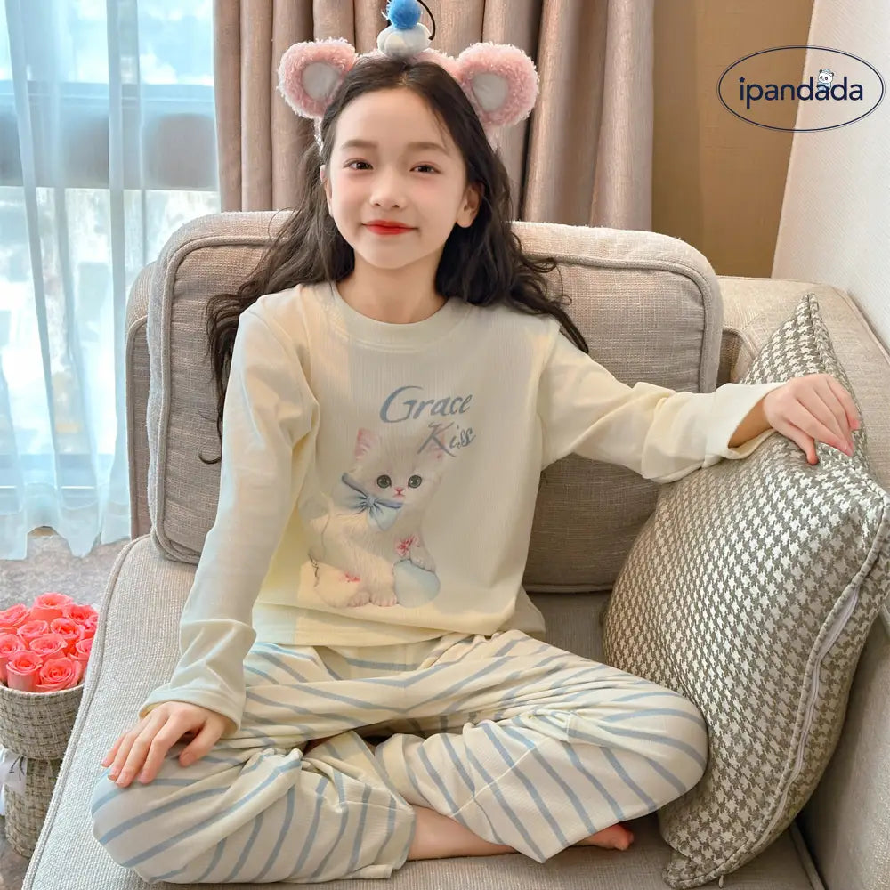 子供用 パジャマ 女の子 冬用 中学生向け デロン フリース ルームウェア 女児 人気 長袖 セットアップ ID2582