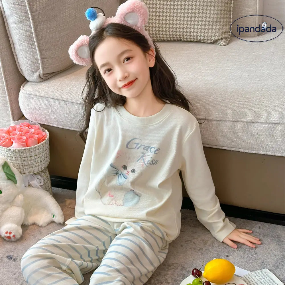 子供用 パジャマ 女の子 冬用 中学生向け デロン フリース ルームウェア 女児 人気 長袖 セットアップ ID2582