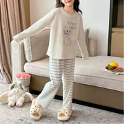 子供用 パジャマ 女の子 冬用 中学生向け デロン フリース ルームウェア 女児 人気 長袖 セットアップ ID2582