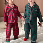 子供用 パジャマセット チェック柄 クリスマス 秋冬 長袖 ベビー ホームウェア 柔らかくて快適 ID2972