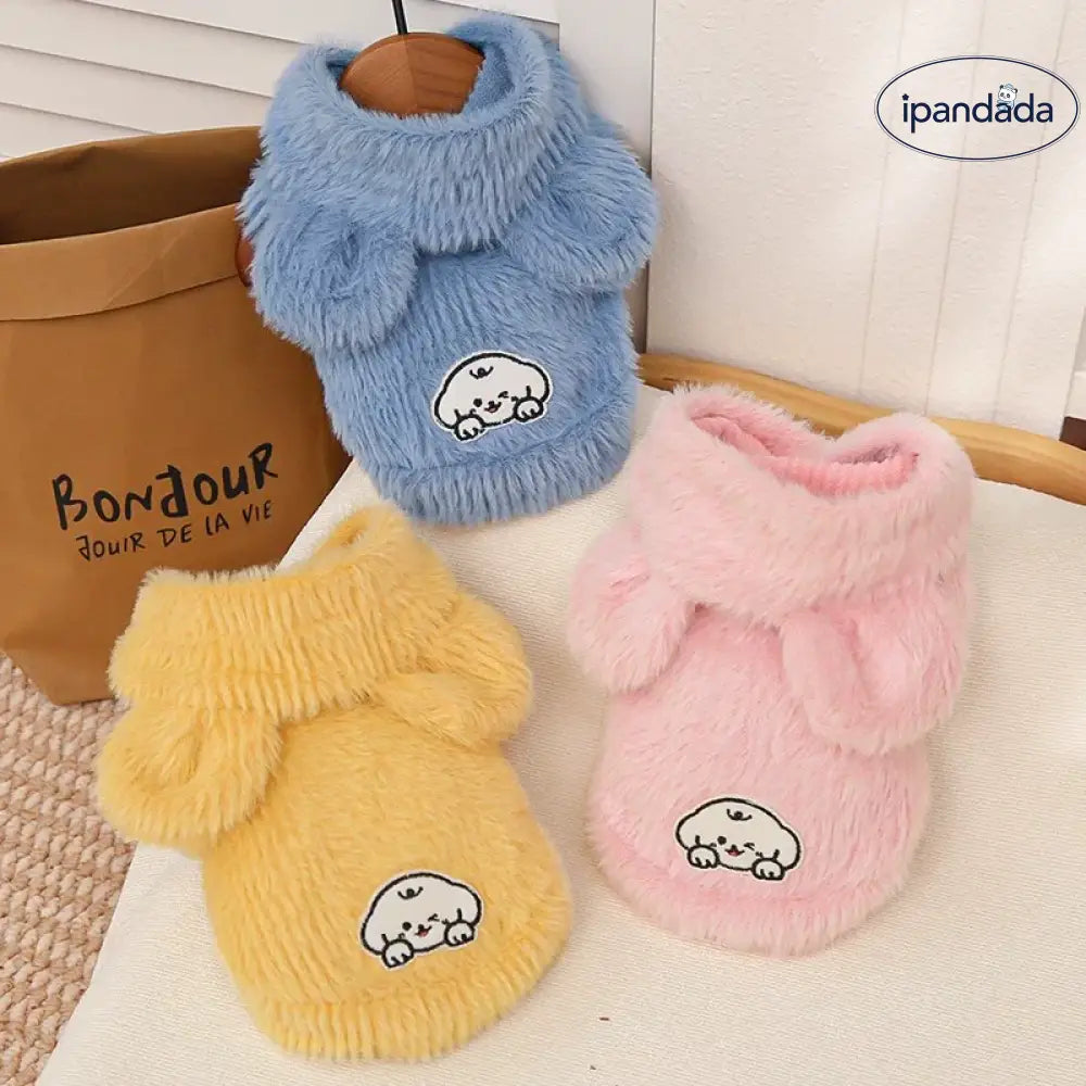 子猫 服 秋冬 フリース 裏起毛 保温 フード付き パーカー シルバーシェーデッド ラグドール 小型犬 ビション用 厚手 コート ID2975