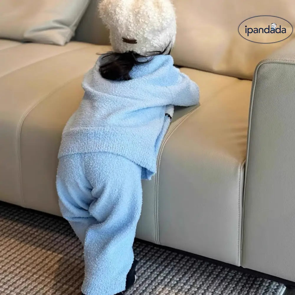 子ども パジャマ ふわふわ ルームウェア 楽ちん 寝間着 かわいい お家 上下セット 両面起毛 2点セット 幼稚園 無地 吸湿 発熱 キッズ＞キッズ（90-130cm）