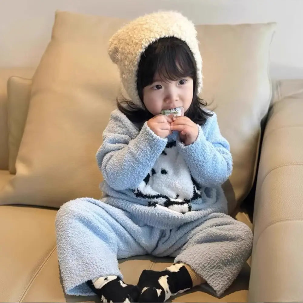 子ども パジャマ ふわふわ ルームウェア 楽ちん 寝間着 かわいい お家 上下セット 両面起毛 2点セット 幼稚園 無地 吸湿 発熱 キッズ＞キッズ（90-130cm）